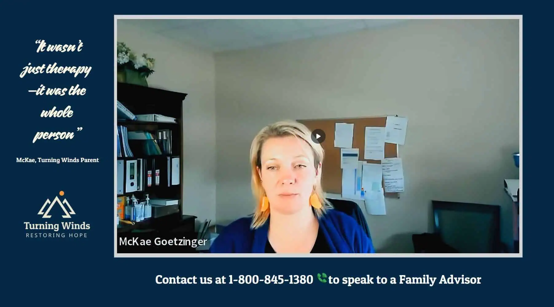 McKae sharing her story about Turning Winds in a video testimonial. Her daughter had been to reform schools, schools for bad behaviors, short-term rehabilitation programs and more, but she found healing at Turning Winds. Learn More!